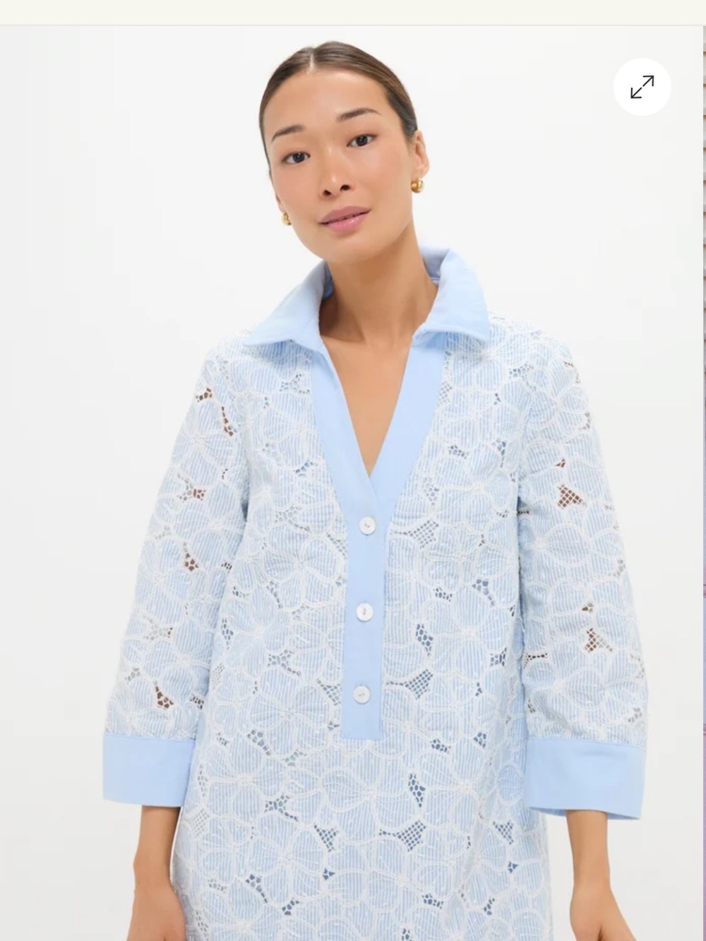 Tuckernuck Blue Floral Lace Collier Dress